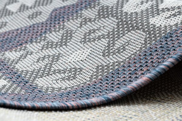 Dywany Łuszczów, Kusový koberec Sion Sisal Aztec 3007 blue/pink/ecru – na ven i na doma, 80x150, modrá, chodba / předsíň