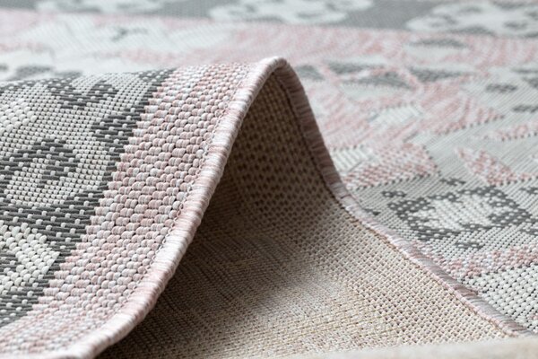 Dywany Łuszczów, Kusový koberec Sion Sisal Aztec 3007 pink/ecru – na ven i na doma, 80x150, růžová, chodba / předsíň