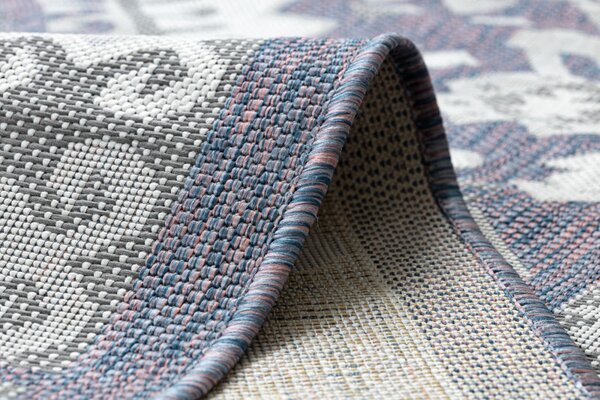 Dywany Łuszczów, Kusový koberec Sion Sisal Aztec 3007 blue/pink/ecru – na ven i na doma, 80x150, modrá, chodba / předsíň