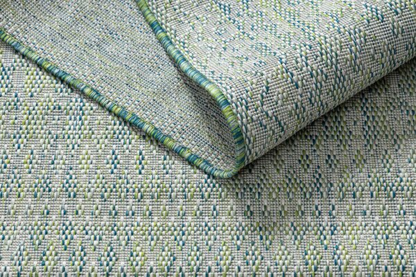 Dywany Łuszczów, Kusový koberec Sion Sisal Aztec 22184 green/blue/ecru – na ven i na doma, 80x150, zelená, chodba / předsíň