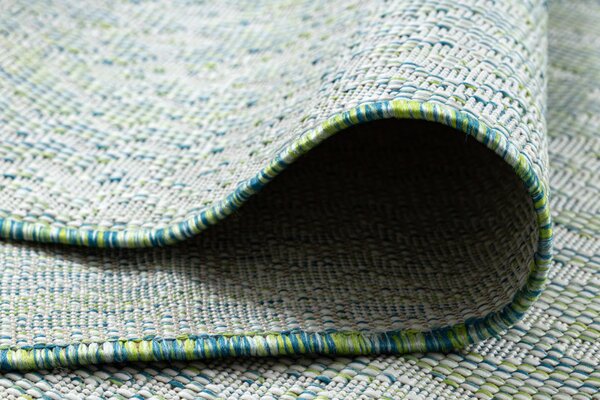 Dywany Łuszczów, Kusový koberec Sion Sisal Aztec 22184 green/blue/ecru – na ven i na doma, 80x150, zelená, chodba / předsíň