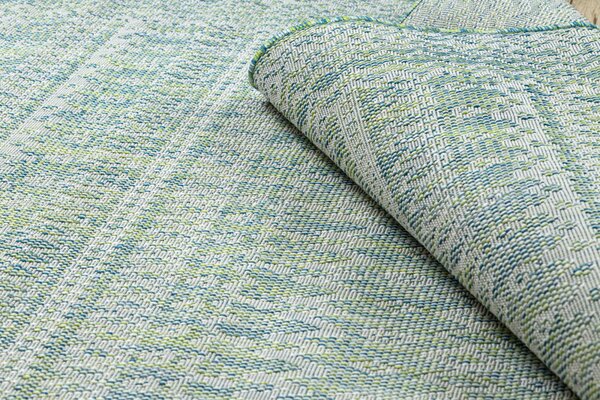 Dywany Łuszczów, Kusový koberec Sion Sisal Aztec 22184 green/blue/ecru – na ven i na doma, 80x150, zelená, chodba / předsíň
