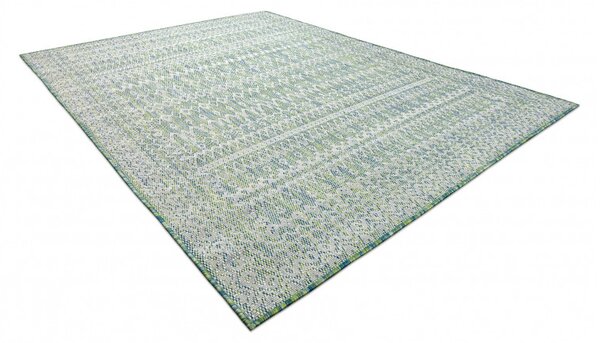 Dywany Łuszczów, Kusový koberec Sion Sisal Aztec 22184 green/blue/ecru – na ven i na doma, 80x150, zelená, chodba / předsíň