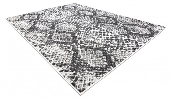 Dywany Łuszczów, Kusový koberec Sion Sisal Snake`s skin 22162 ecru/black – na ven i na doma, 80x150, šedá, chodba / předsíň
