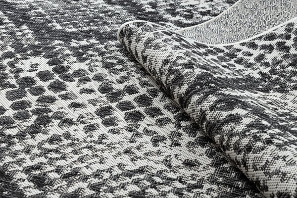 Dywany Łuszczów, Kusový koberec Sion Sisal Snake`s skin 22162 ecru/black – na ven i na doma, 80x150, šedá, chodba / předsíň