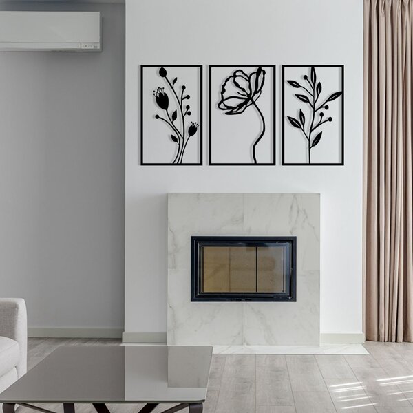 ASIR Nástěnná dekorace kov TROJICE ROSTLIN 78 x 39 cm