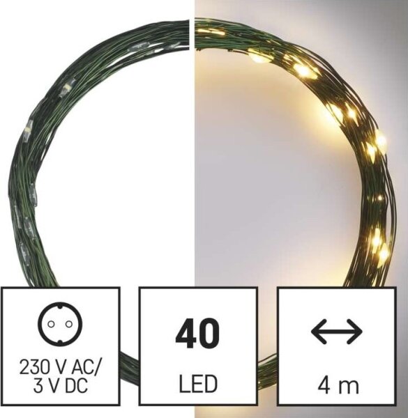 LED venkovní řetěz 40xLED/9m IP44 teplá bílá
