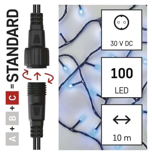 LED Venkovní vánoční řetěz 100xLED/10m IP44 modrá