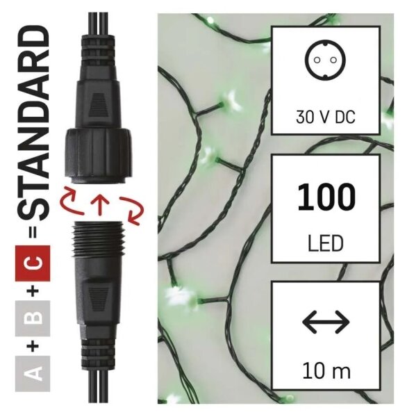 LED Venkovní vánoční řetěz 100xLED/10m IP44 zelená