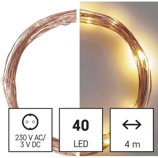 LED venkovní řetěz 40xLED/9m IP44 teplá bílá