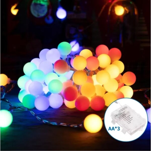 Aigostar - LED Venkovní vánoční řetěz 50xLED/3xAA/8 funkcí 5,3 m IP44 multicolor