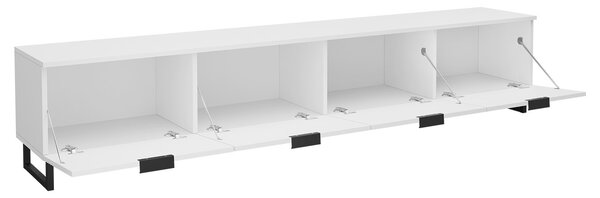 Široký TV stolek na nožkách OVERTON - 200 cm, černý grafit