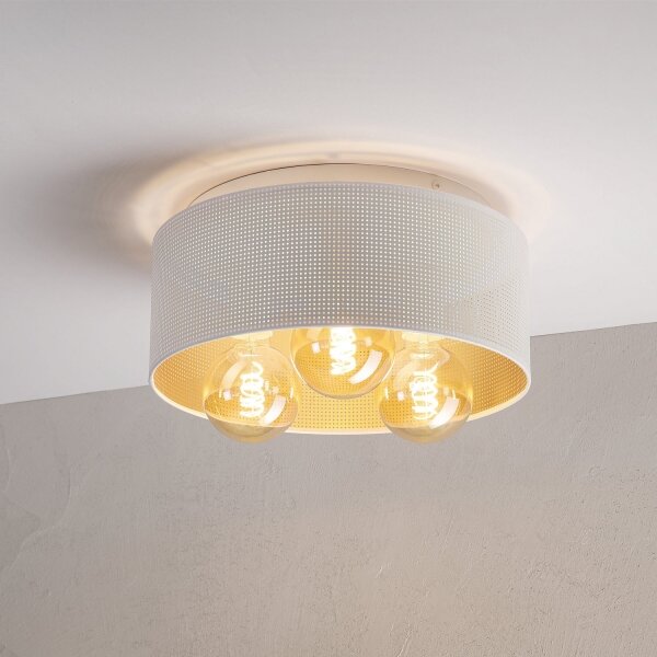 Stropní svítidlo SIRJA PLISADO 3xE27/15W/230V pr. 35 cm bílá/zlatá