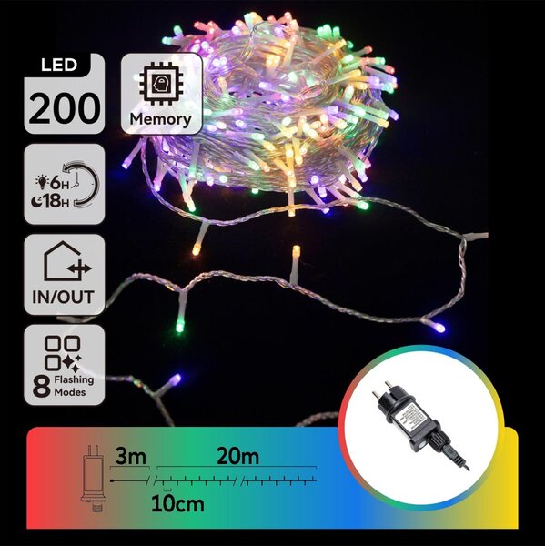 Aigostar - LED Venkovní řetěz 200xLED/8 funkcí 23m IP44 multicolor