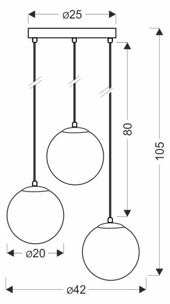 BRILAGI - Lustr na lanku POLOS 3xE27/40W/230V pr. 42 cm černá