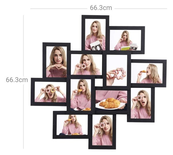 SONGMICS Fotorámeček na 12 fotografií Cass černý
