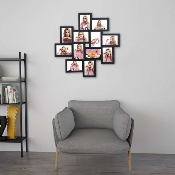 SONGMICS Fotorámeček na 12 fotografií Cass černý