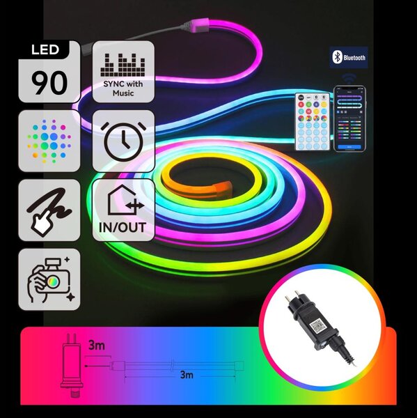 Aigostar - LED RGBICW Venkovní řetěz 90xLED/10W/230V 3m IP44 + DO