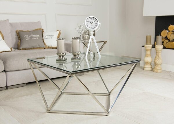 HowHomely Konferenční stolek Diamanta Silver stříbrný
