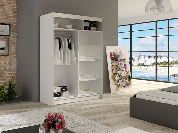 Šatní skříň se zrcadlem 120 cm GASPARA 2 - černá