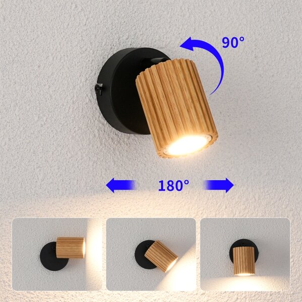 Brilagi - Nástěnné bodové svítidlo MODERN WOOD 1xGU10/8W/230V dřevo/černá