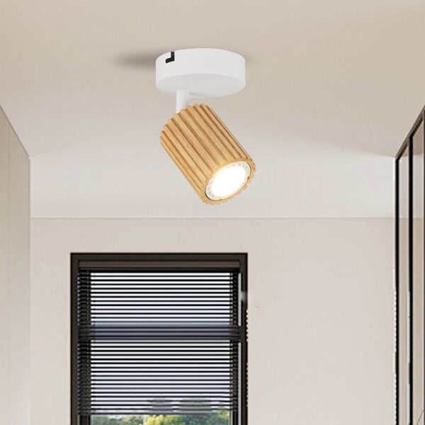 Brilagi - Nástěnné bodové svítidlo MODERN WOOD 1xGU10/8W/230V dřevo/bílá
