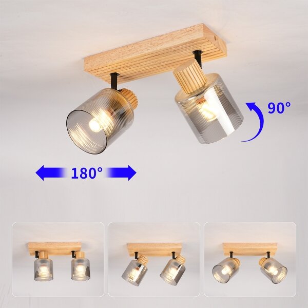 Brilagi - Bodové svítidlo HYGGE 2xE14/15W/230V dřevo/kouřová