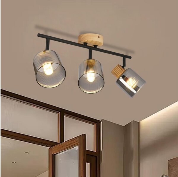 Brilagi - Bodové svítidlo HYGGE 3xE14/15W/230V dřevo/kouřová