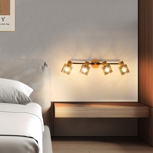 Brilagi - Bodové svítidlo HYGGE 4xE14/15W/230V dřevo/kouřová