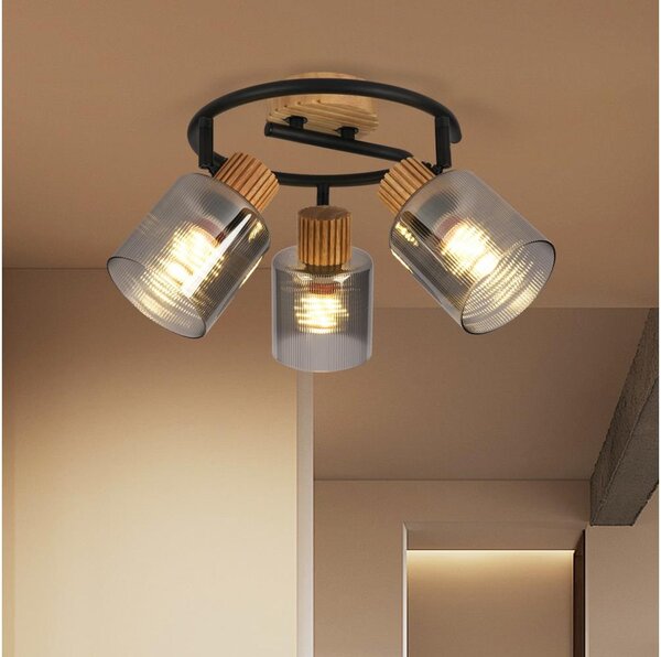 Brilagi - Bodové svítidlo HYGGE 3xE14/15W/230V dřevo/kouřová