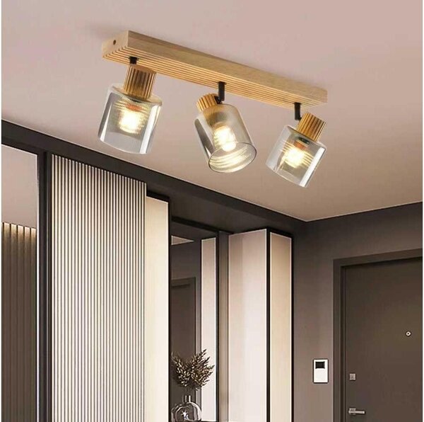 Brilagi - Bodové svítidlo HYGGE 3xE14/15W/230V dřevo/kouřová