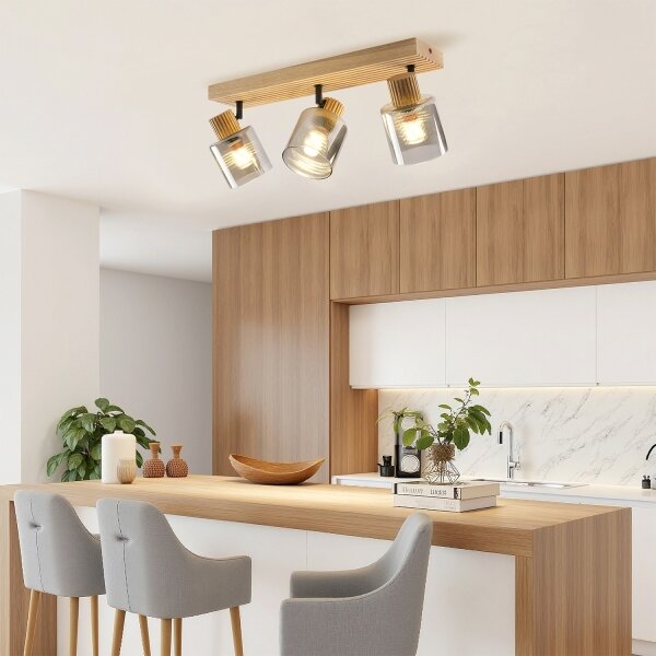 Brilagi - Bodové svítidlo HYGGE 3xE14/15W/230V dřevo/kouřová