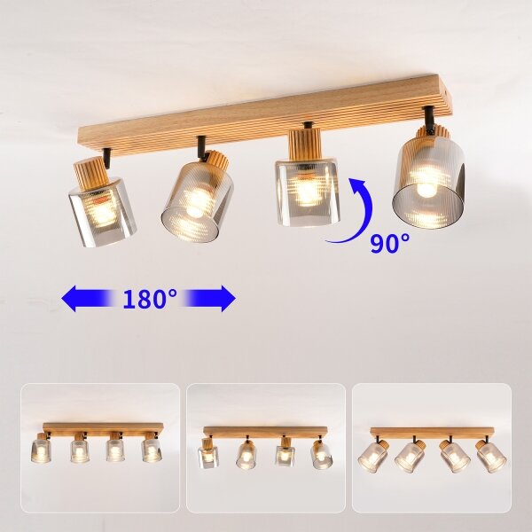 Brilagi - Bodové svítidlo HYGGE 4xE14/15W/230V dřevo/kouřová