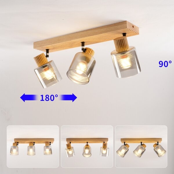 Brilagi - Bodové svítidlo HYGGE 3xE14/15W/230V dřevo/kouřová