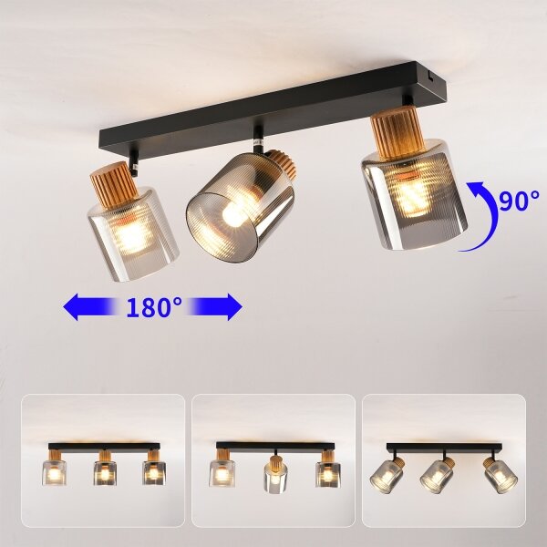 Brilagi - Bodové svítidlo HYGGE 3xE14/15W/230V černá/kouřová