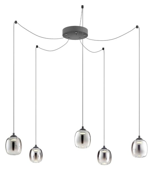 Redo 01-3487 -LED Stmívatelný lustr na lanku KHADI 5xLED/5,2W/230V černá/kouřová