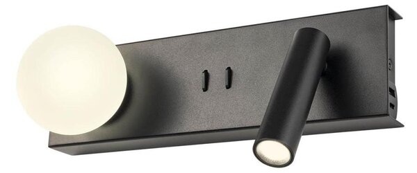 Redo 01-4663 - LED Nástěnné svítidlo NORMA LED/5W/230V + LED/3W CRI 90 USB černá