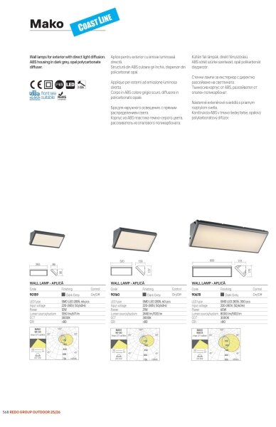 Redo 90678 -LED Venkovní nástěnné svítidlo MAKO LED/65W/230V 3000K IP65 antracit