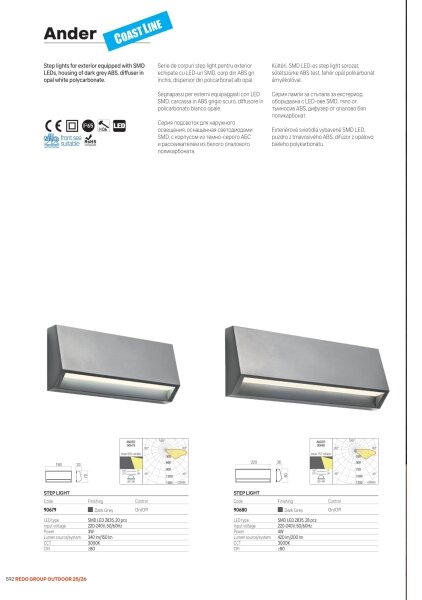 Redo 90679 - Venkovní orientační svítidlo ANDER LED/3W/230V 3000K IP65 antracit