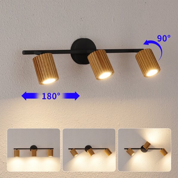 Brilagi - Bodové svítidlo MODERN WOOD 3xGU10/8W/230V dřevo/černá