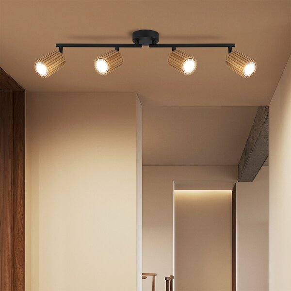 Brilagi - Bodové svítidlo MODERN WOOD 4xGU10/8W/230V dřevo/černá