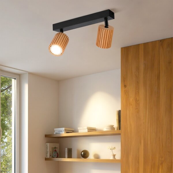 Brilagi - Bodové svítidlo MODERN WOOD 2xGU10/8W/230V dřevo/černá