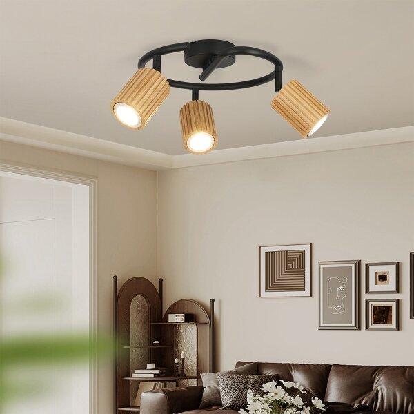 Brilagi - Bodové svítidlo MODERN WOOD 3xGU10/8W/230V dřevo/černá