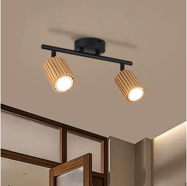 Brilagi - Bodové svítidlo MODERN WOOD 2xGU10/8W/230V dřevo/černá