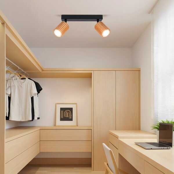 Brilagi - Bodové svítidlo MODERN WOOD 2xGU10/8W/230V dřevo/černá
