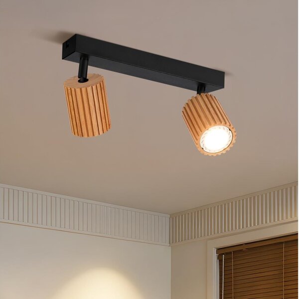 Brilagi - Bodové svítidlo MODERN WOOD 2xGU10/8W/230V dřevo/černá