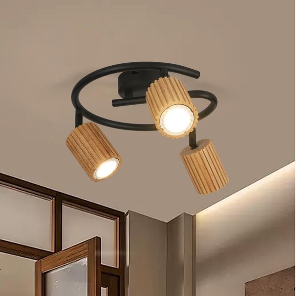 Brilagi - Bodové svítidlo MODERN WOOD 3xGU10/8W/230V dřevo/černá
