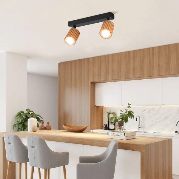 Brilagi - Bodové svítidlo MODERN WOOD 2xGU10/8W/230V dřevo/černá
