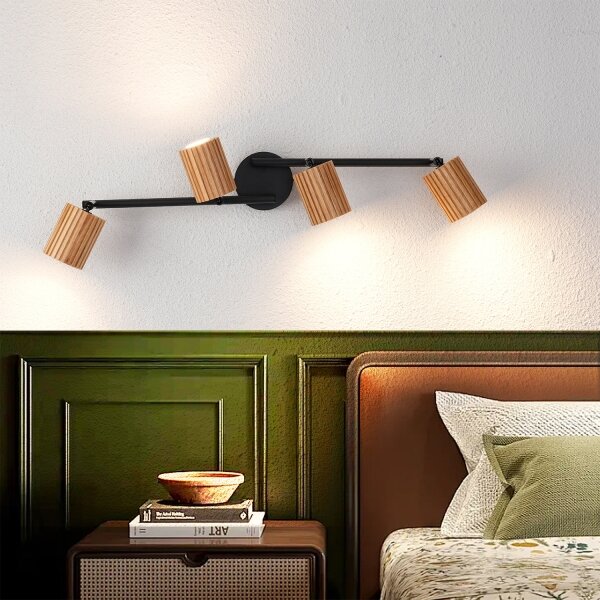 Brilagi - Bodové svítidlo MODERN WOOD 4xGU10/8W/230V dřevo/černá