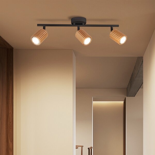 Brilagi - Bodové svítidlo MODERN WOOD 3xGU10/8W/230V dřevo/černá